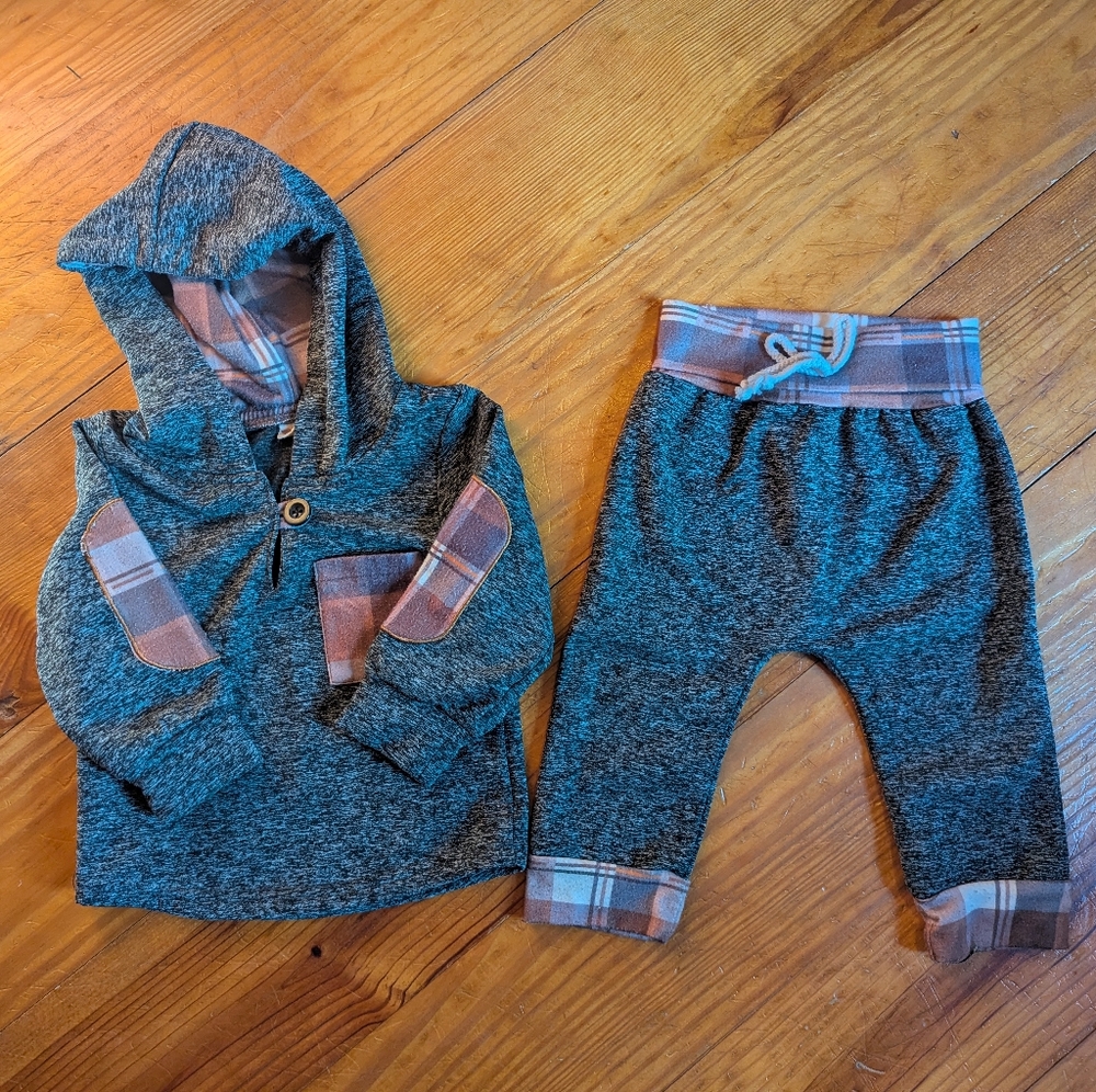 Cozy Heathered Gray 6-9mo Matching Set